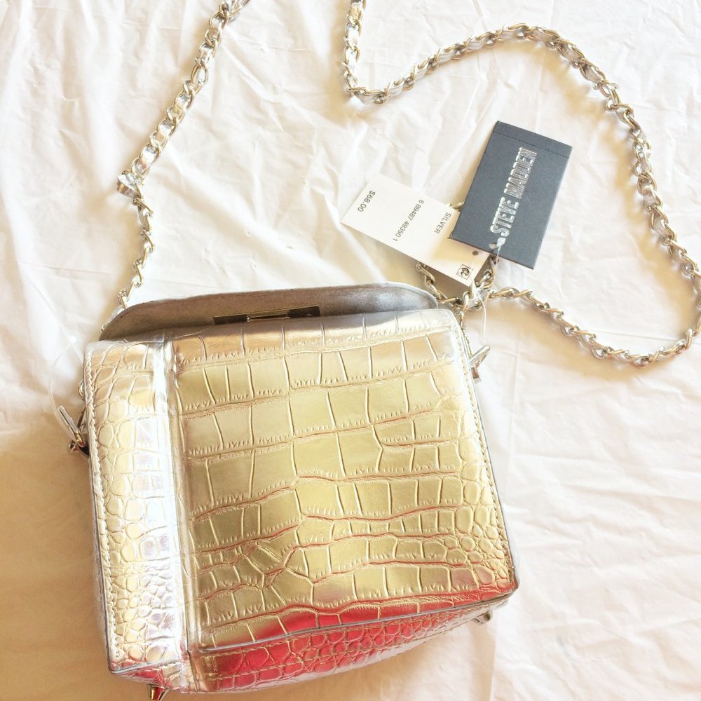 NEW Steve Madden "BELIZA" shiny reptile bag NWD